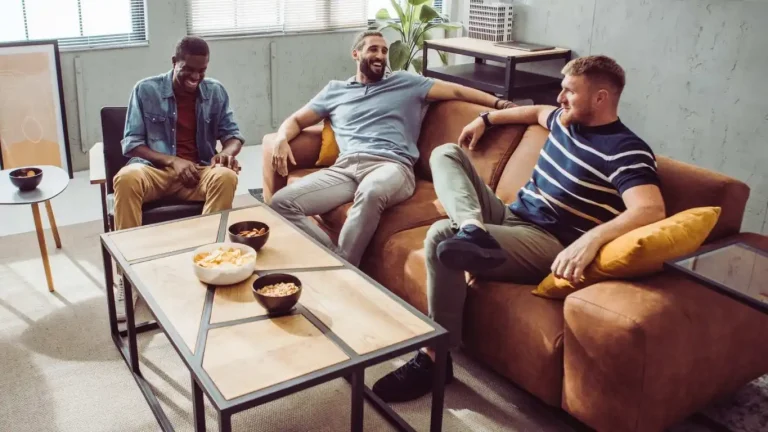 Cocaine Addiction Recovery Center Lounge Session With Men in The Program