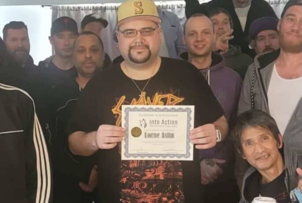 A Group Of Male Graduates of Into Actions Alcohol Recovery Program