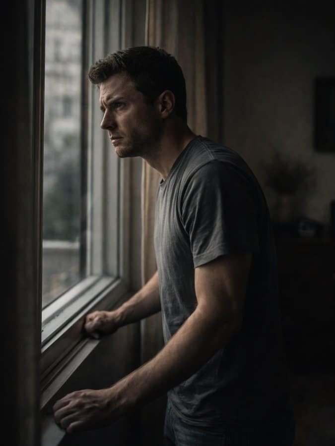 A Paranoid Man On Cocaine by A window