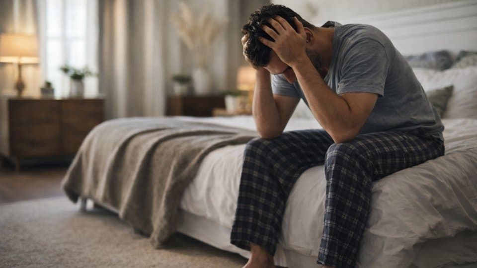 A man holding his head after a night of drinking signifying the timeline when alcohol withdrawal seizures occur