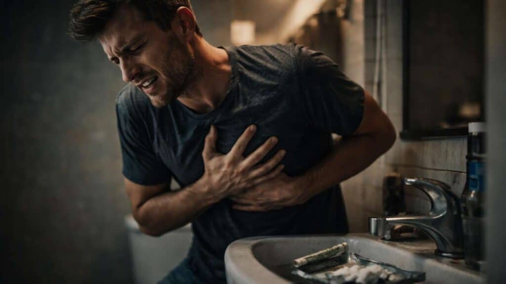 Man Having A Heart Attack From Cocaine Addiction