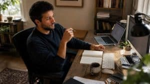 Can You Work While in IOP hero image of a man working while attending IOP during off hours.