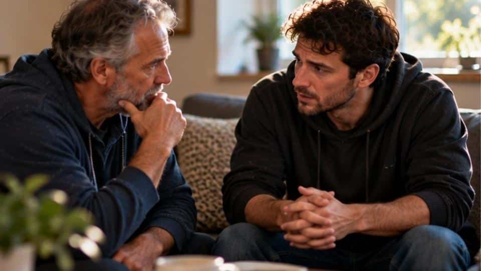 Father describing meth psychosis symptoms to a support professional while trying to distinguish them from schizophrenia